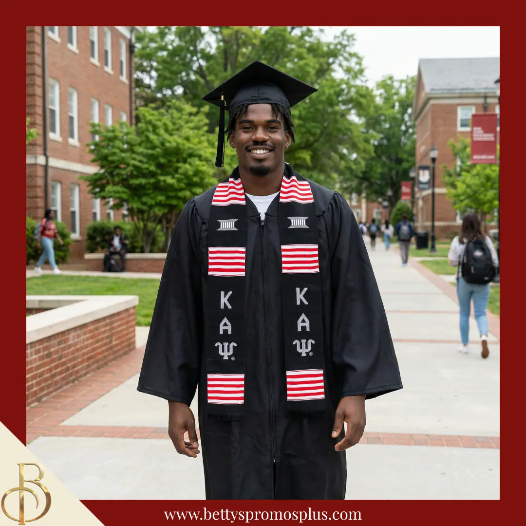 Kappa Alpha Psi ΚΑΨ Greek Letters Kente Cloth Graduation Stole-Kappa Alpha Psi Paraphernalia-Kappa Alpha Psi Graduation Stole-Betty's Promos Plus