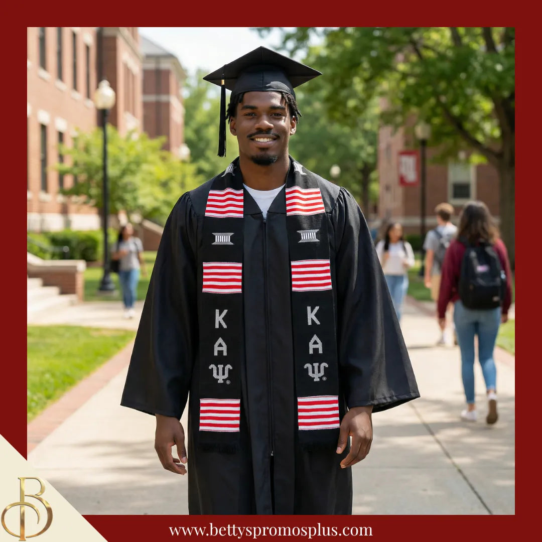 Kappa Alpha Psi ΚΑΨ Greek Letters Kente Cloth Graduation Stole-Kappa Alpha Psi Paraphernalia-Kappa Alpha Psi Graduation Stole-Betty's Promos Plus