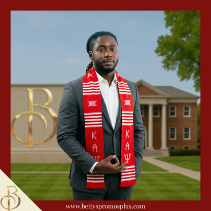 Kappa Alpha Psi ΚΑΨ Greek Letters Kente Cloth Graduation Stole-Kappa Alpha Psi Paraphernalia-Kappa Alpha Psi Graduation Stole-Betty's Promos Plus