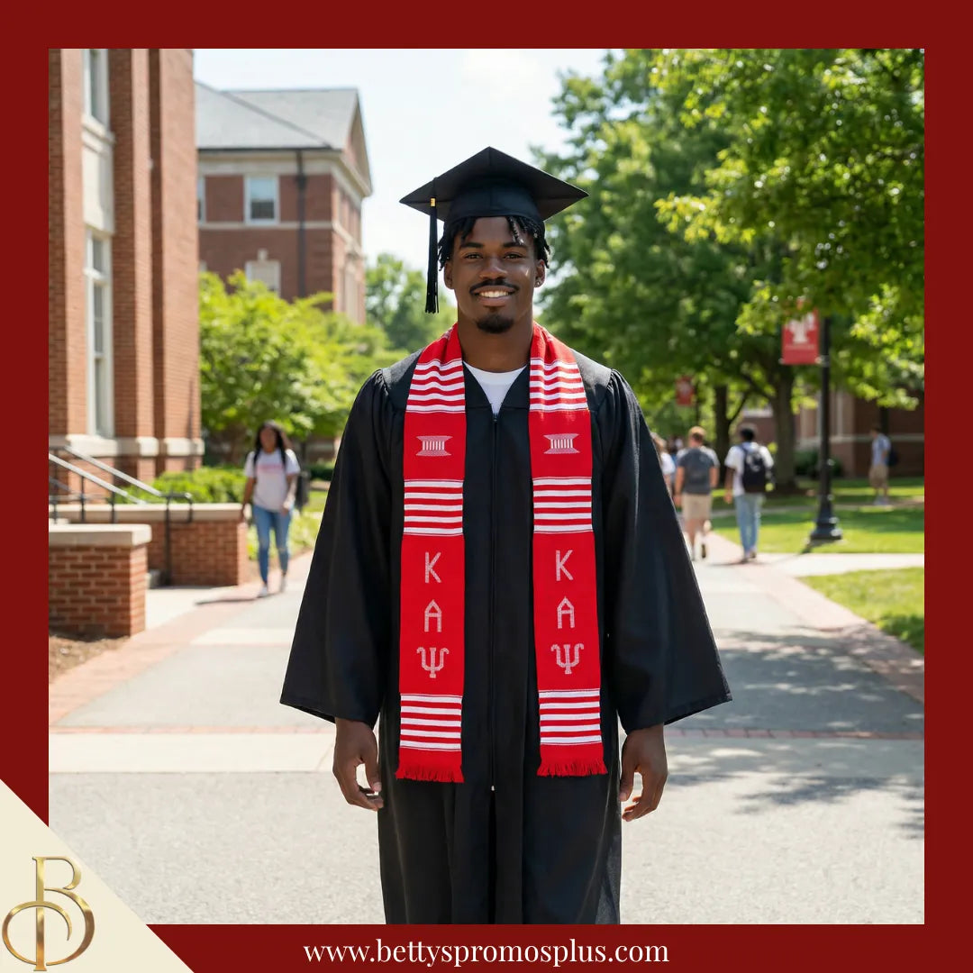 Kappa Alpha Psi ΚΑΨ Greek Letters Kente Cloth Graduation Stole-Kappa Alpha Psi Paraphernalia-Kappa Alpha Psi Graduation Stole-Betty's Promos Plus