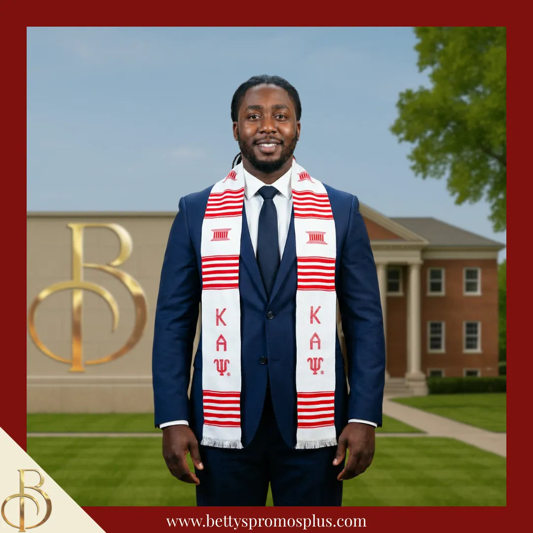 Kappa Alpha Psi ΚΑΨ Greek Letters Kente Cloth Graduation Stole-Kappa Alpha Psi Paraphernalia-Kappa Alpha Psi Graduation Stole-Betty's Promos Plus