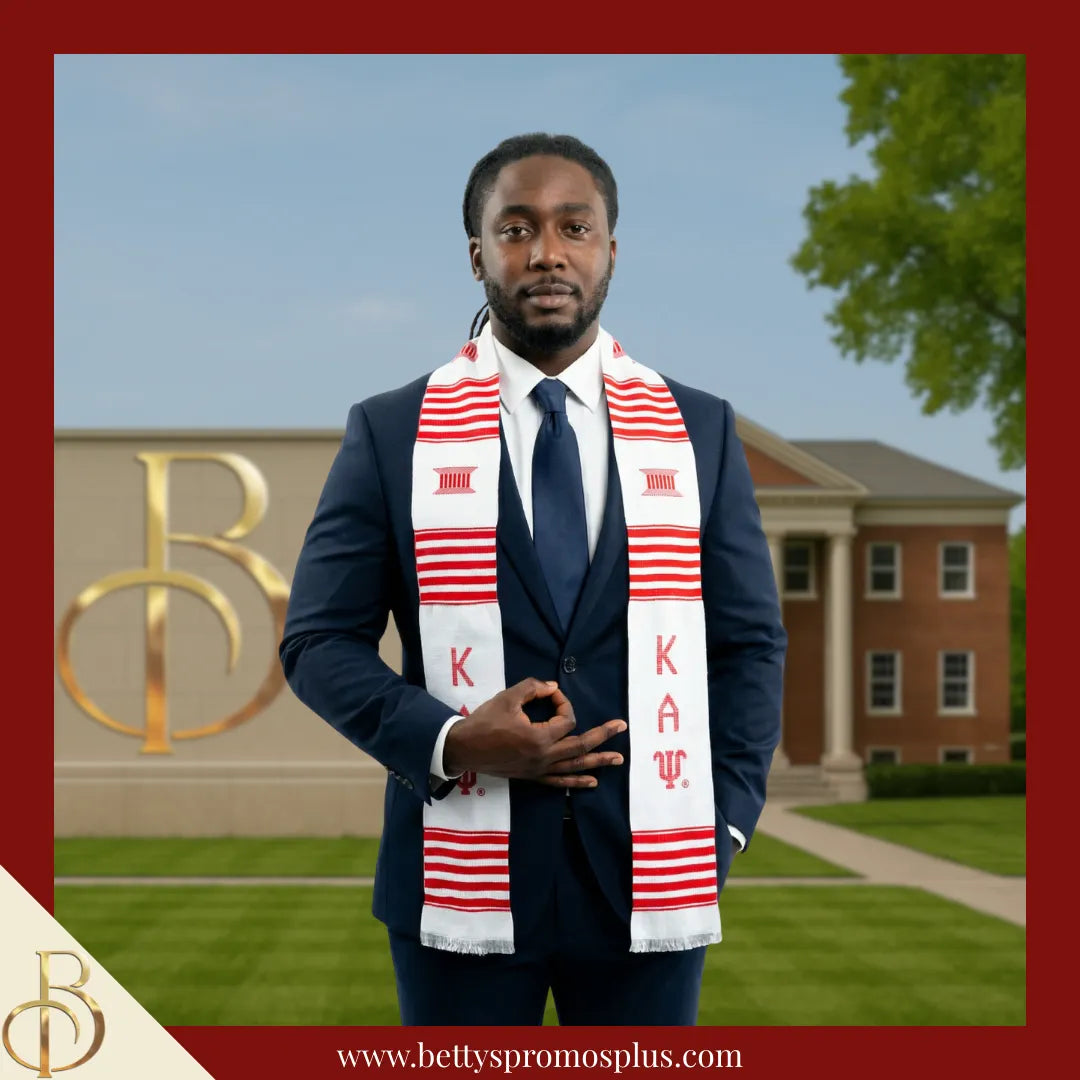 Kappa Alpha Psi ΚΑΨ Greek Letters Kente Cloth Graduation Stole-Kappa Alpha Psi Paraphernalia-Kappa Alpha Psi Graduation Stole-Betty's Promos Plus