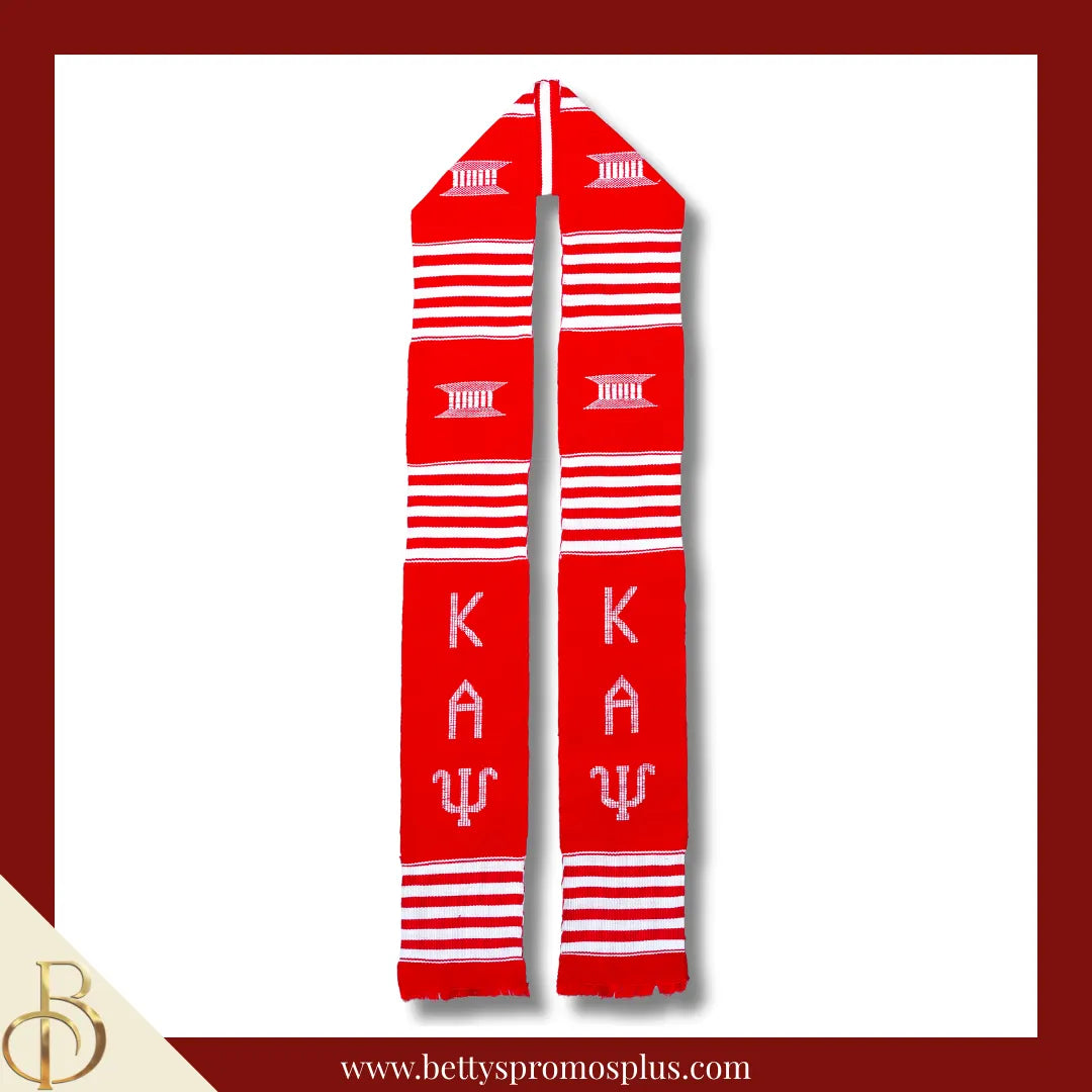 Kappa Alpha Psi ΚΑΨ Greek Letters Kente Cloth Graduation Stole-Red-Kappa Alpha Psi Paraphernalia-Kappa Alpha Psi Graduation Stole-Betty's Promos Plus