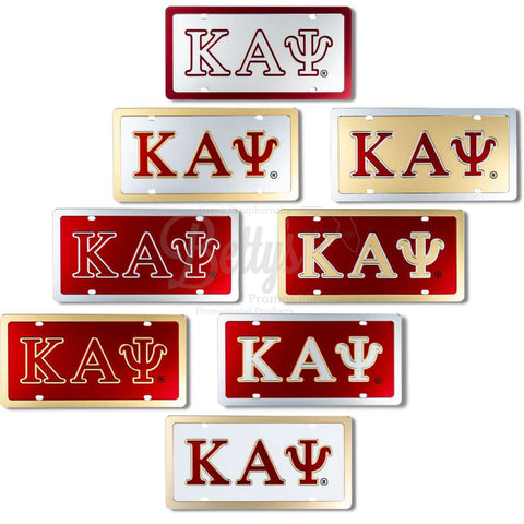 Kappa Alpha Psi ΚΑΨ Laser Engraved Mirrored Acrylic Auto Tag License Plate-Kappa Alpha Psi Paraphernalia-Kappa Alpha Psi Auto Tag-Betty's Promos Plus