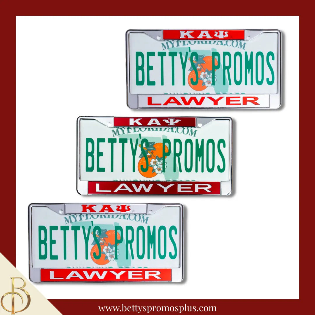 Kappa Alpha Psi ΚΑΨ Lawyer Chrome Laser Engraved Mirrored Acrylic Auto Tag License Plate Frame-Kappa Alpha Psi Paraphernalia-Kappa Alpha Psi Auto Tag Frame-Betty's Promos Plus