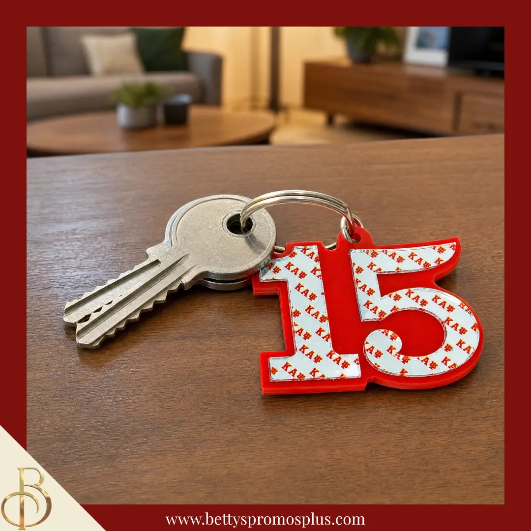 Kappa Alpha Psi ΚΑΨ Line Number Mirrored Acrylic Keychain Available 1-25-Kappa Alpha Psi Paraphernalia-Kappa Alpha Psi Keychain-Betty's Promos Plus