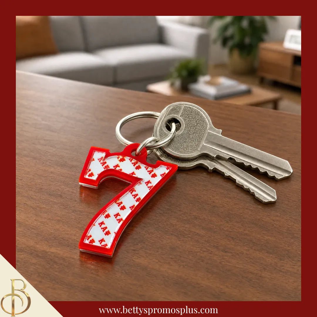 Kappa Alpha Psi ΚΑΨ Line Number Mirrored Acrylic Keychain Available 1-25-Kappa Alpha Psi Paraphernalia-Kappa Alpha Psi Keychain-Betty's Promos Plus