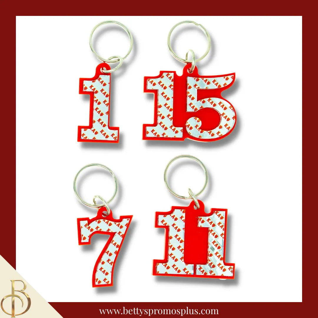 Kappa Alpha Psi ΚΑΨ Line Number Mirrored Acrylic Keychain Available 1-25-Red-1-Kappa Alpha Psi Paraphernalia-Kappa Alpha Psi Keychain-Betty's Promos Plus