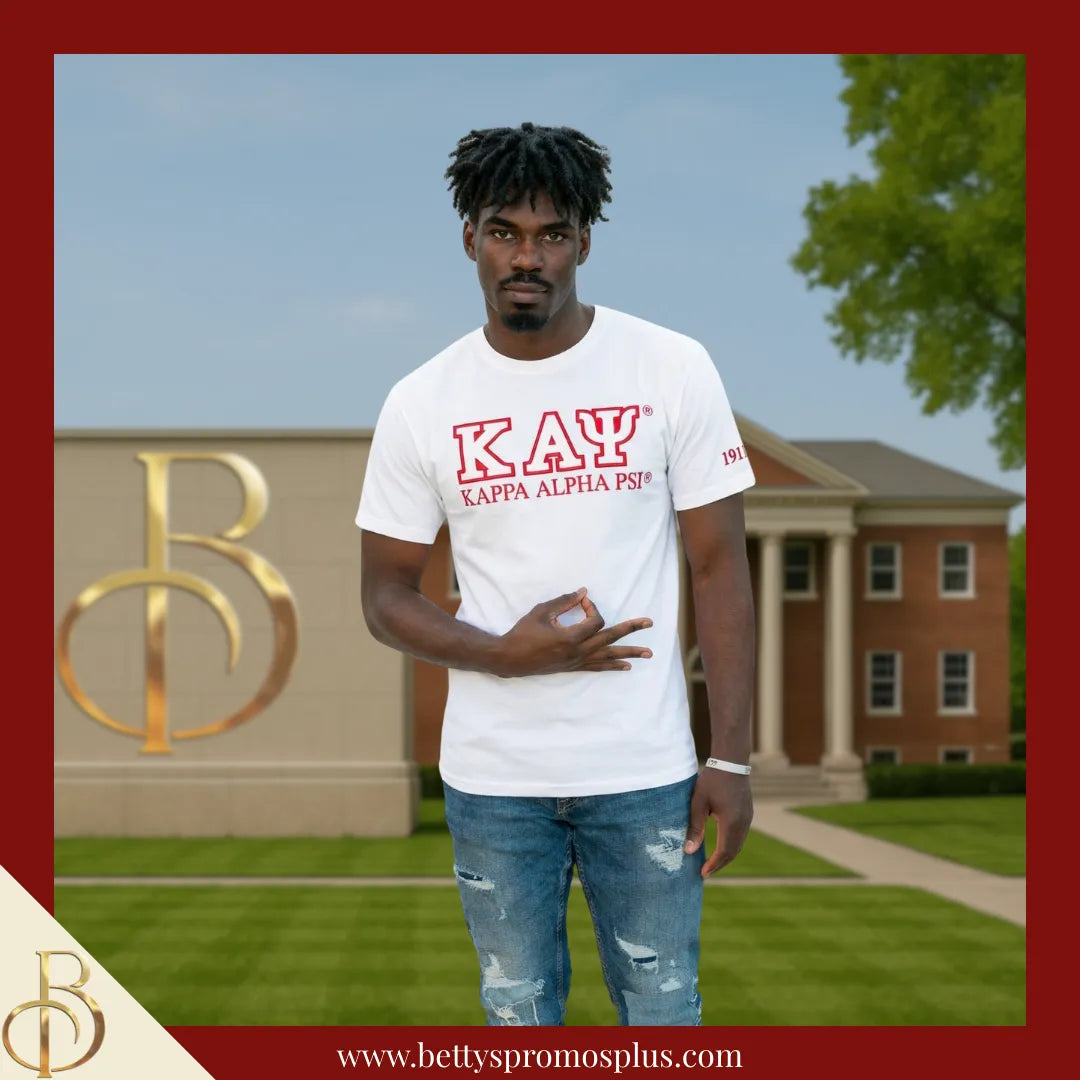Kappa Alpha Psi ΚΑΨ Luxury Embroidered T-Shirt with 1911 Sleeve-Kappa Alpha Psi Paraphernalia-Kappa Alpha Psi T-Shirts-Betty's Promos Plus