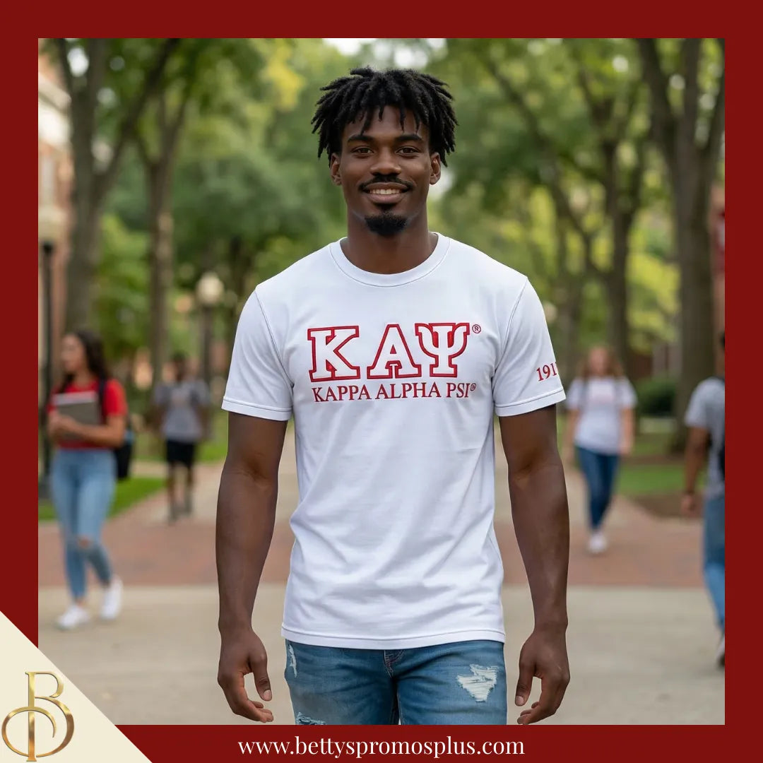 Kappa Alpha Psi ΚΑΨ Luxury Embroidered T-Shirt with 1911 Sleeve-Kappa Alpha Psi Paraphernalia-Kappa Alpha Psi T-Shirts-Betty's Promos Plus