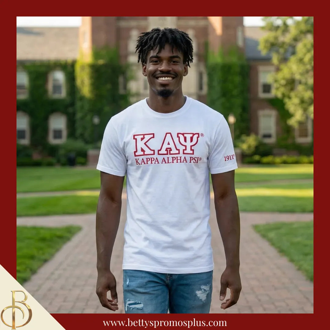 Kappa Alpha Psi ΚΑΨ Luxury Embroidered T-Shirt with 1911 Sleeve-Kappa Alpha Psi Paraphernalia-Kappa Alpha Psi T-Shirts-Betty's Promos Plus