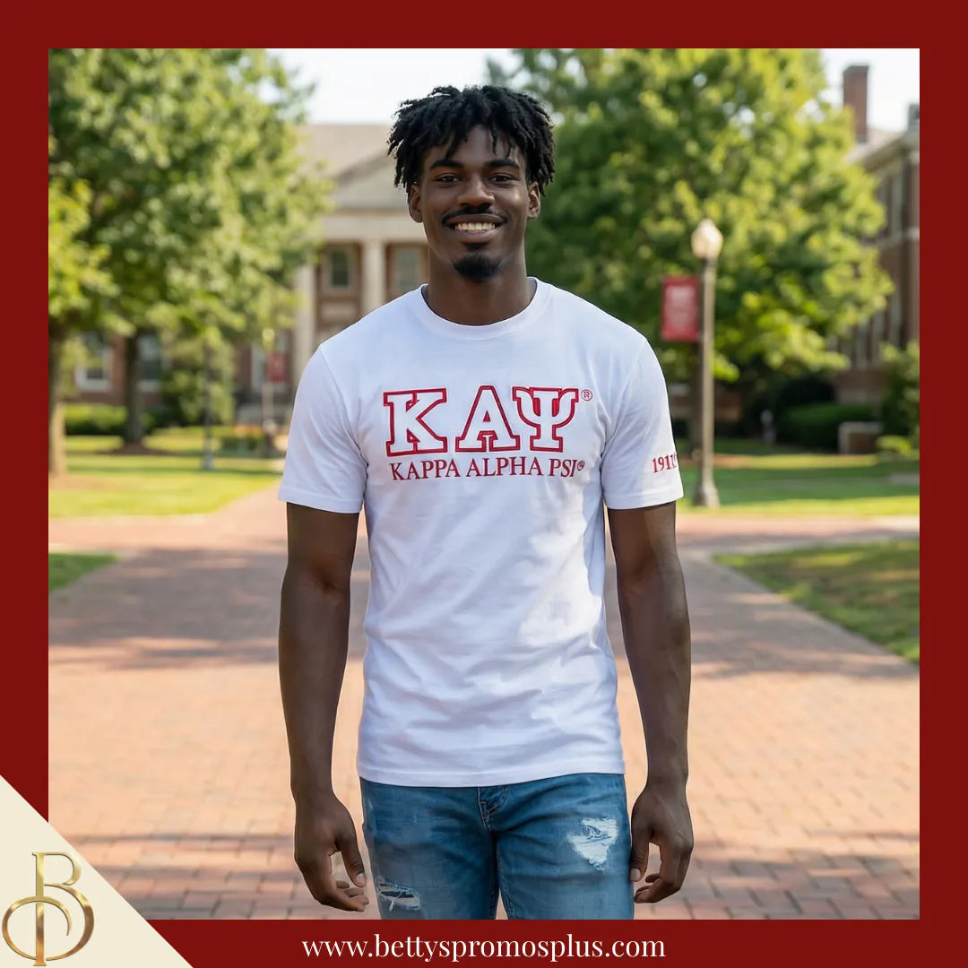 Kappa Alpha Psi ΚΑΨ Luxury Embroidered T-Shirt with 1911 Sleeve-Kappa Alpha Psi Paraphernalia-Kappa Alpha Psi T-Shirts-Betty's Promos Plus