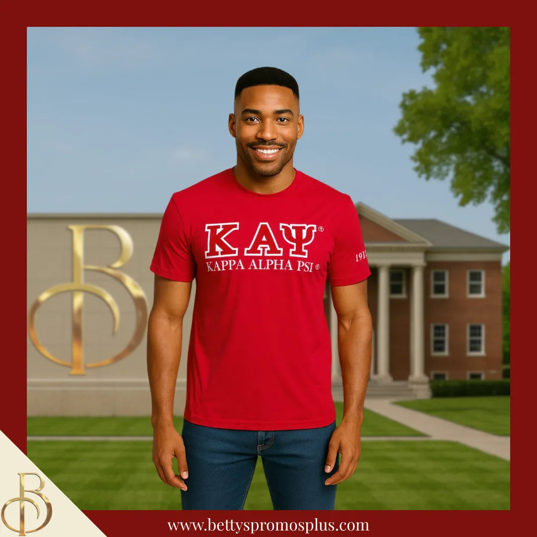 Kappa Alpha Psi ΚΑΨ Luxury Embroidered T-Shirt with 1911 Sleeve-Kappa Alpha Psi Paraphernalia-Kappa Alpha Psi T-Shirts-Betty's Promos Plus