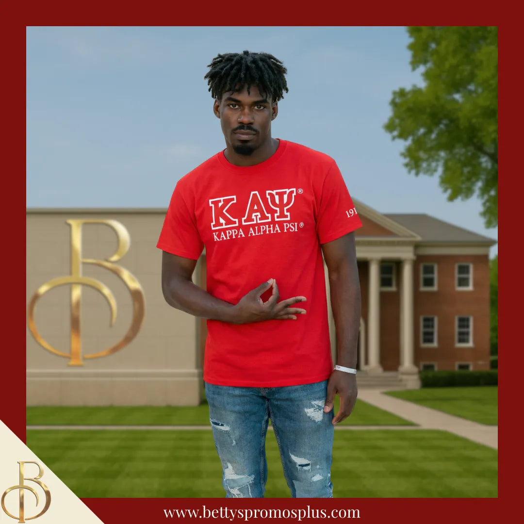 Kappa Alpha Psi ΚΑΨ Luxury Embroidered T-Shirt with 1911 Sleeve-Kappa Alpha Psi Paraphernalia-Kappa Alpha Psi T-Shirts-Betty's Promos Plus