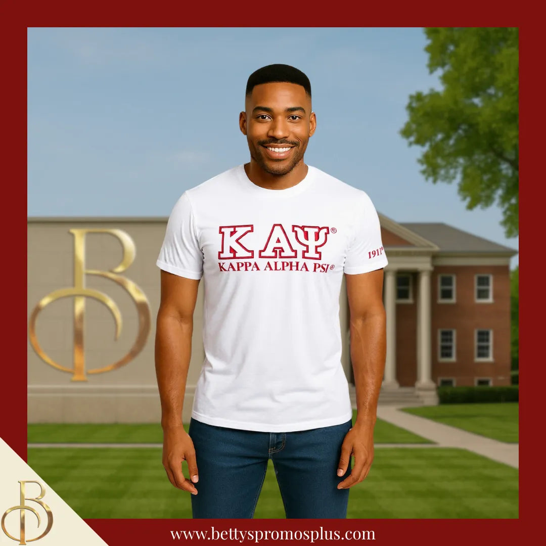 Kappa Alpha Psi ΚΑΨ Luxury Embroidered T-Shirt with 1911 Sleeve-Kappa Alpha Psi Paraphernalia-Kappa Alpha Psi T-Shirts-Betty's Promos Plus