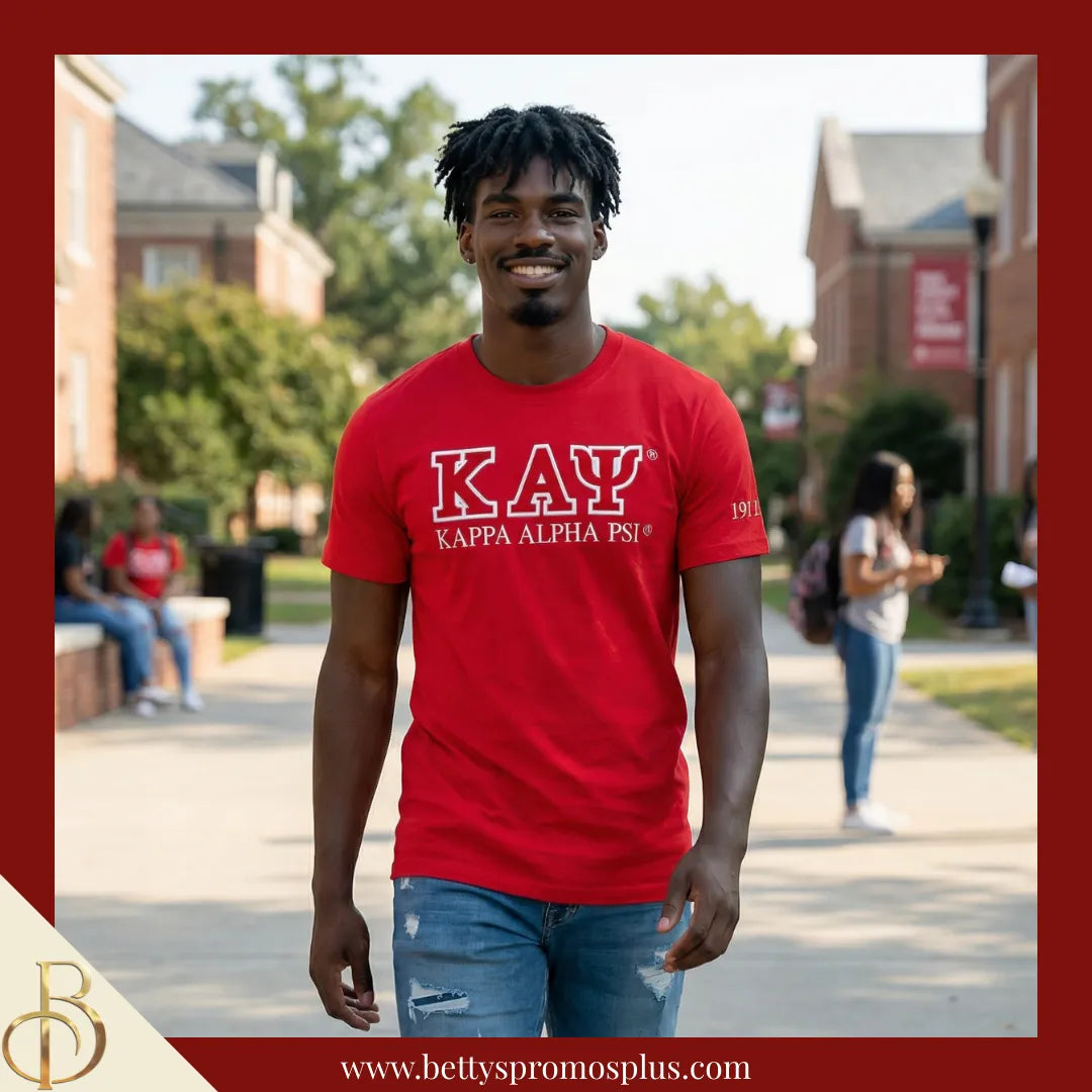 Kappa Alpha Psi ΚΑΨ Luxury Embroidered T-Shirt with 1911 Sleeve-Kappa Alpha Psi Paraphernalia-Kappa Alpha Psi T-Shirts-Betty's Promos Plus