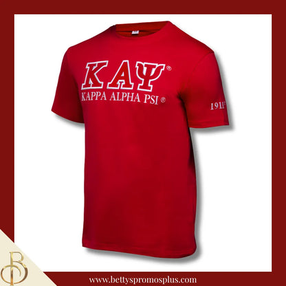 Kappa Alpha Psi ΚΑΨ Luxury Embroidered T-Shirt with 1911 Sleeve-Red-Medium-Kappa Alpha Psi Paraphernalia-Kappa Alpha Psi T-Shirts-Betty's Promos Plus