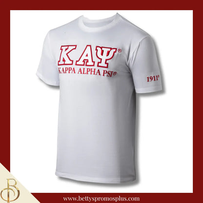 Kappa Alpha Psi ΚΑΨ Luxury Embroidered T-Shirt with 1911 Sleeve-White-Medium-Kappa Alpha Psi Paraphernalia-Kappa Alpha Psi T-Shirts-Betty's Promos Plus