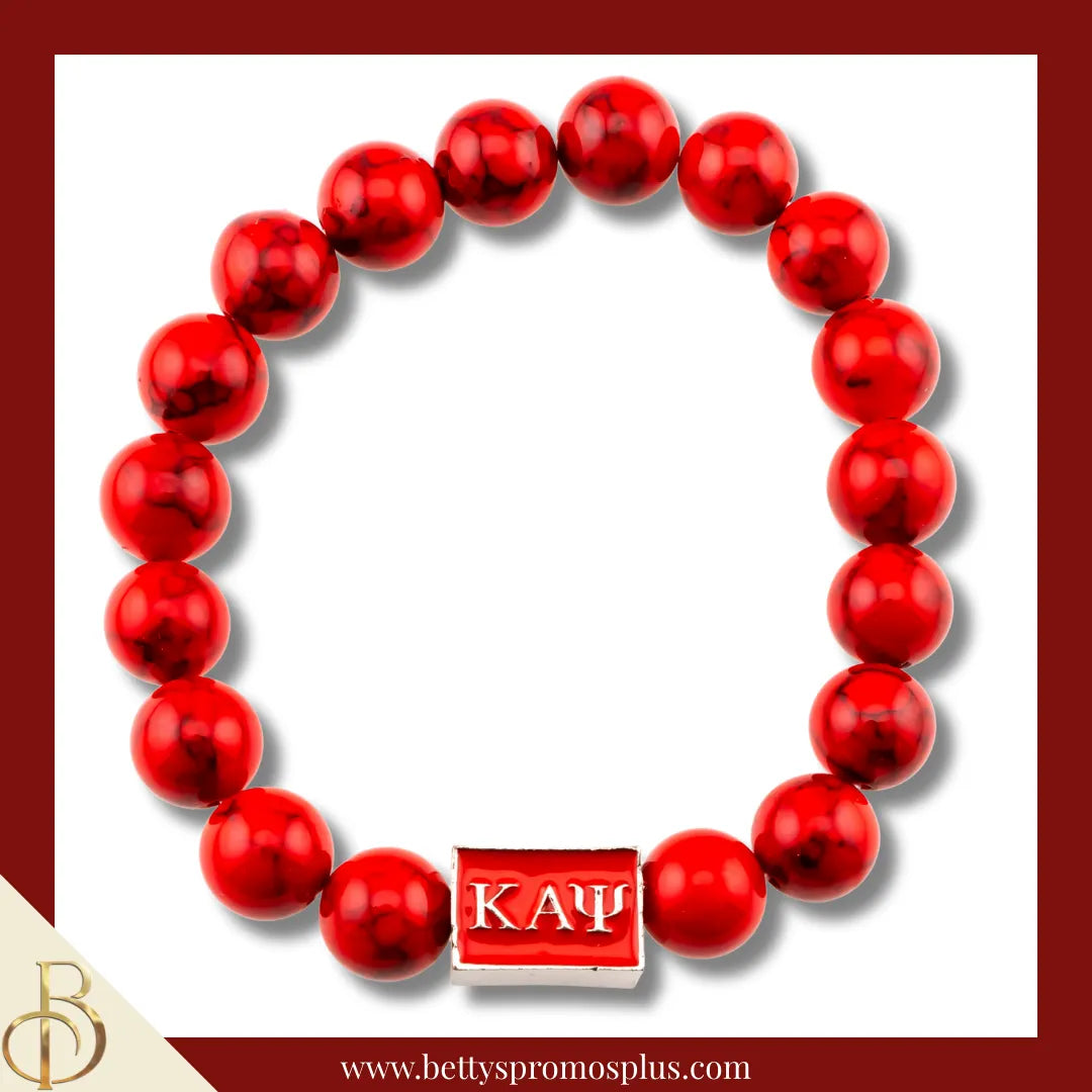 Kappa Alpha Psi ΚΑΨ Marbled Beaded Bracelet-Red-Kappa Alpha Psi Paraphernalia-Kappa Alpha Psi Bracelet-Betty's Promos Plus