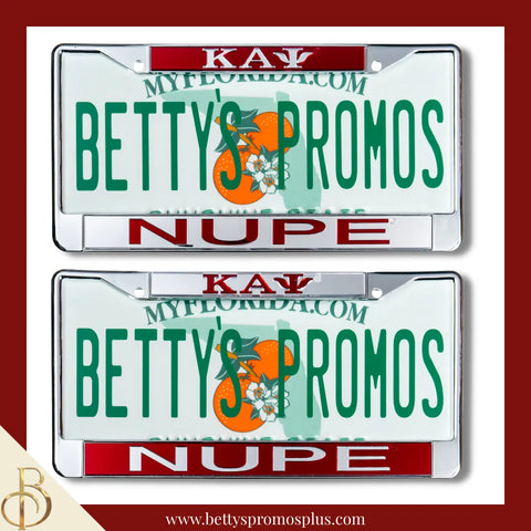 Kappa Alpha Psi ΚΑΨ Nupe Chrome Laser Engraved Mirrored Acrylic Auto Tag License Plate Frame-Kappa Alpha Psi Paraphernalia-Kappa Alpha Psi Auto Tag Frame-Betty's Promos Plus