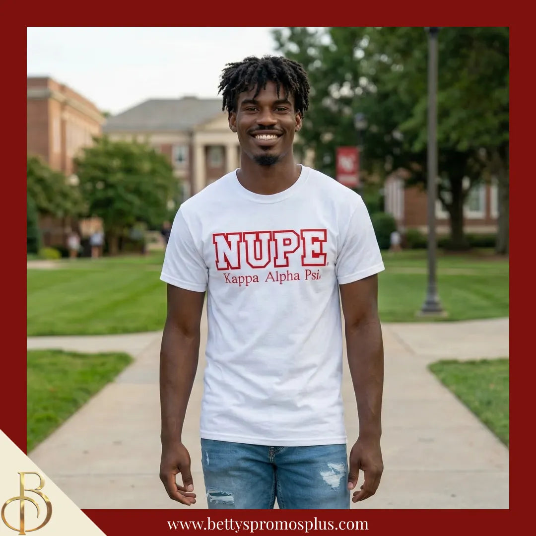 Kappa Alpha Psi ΚΑΨ NUPE Double Stitched Appliqué Embroidered Line T-Shirt-Kappa Alpha Psi Paraphernalia-Kappa Alpha Psi T-Shirts-Betty's Promos Plus
