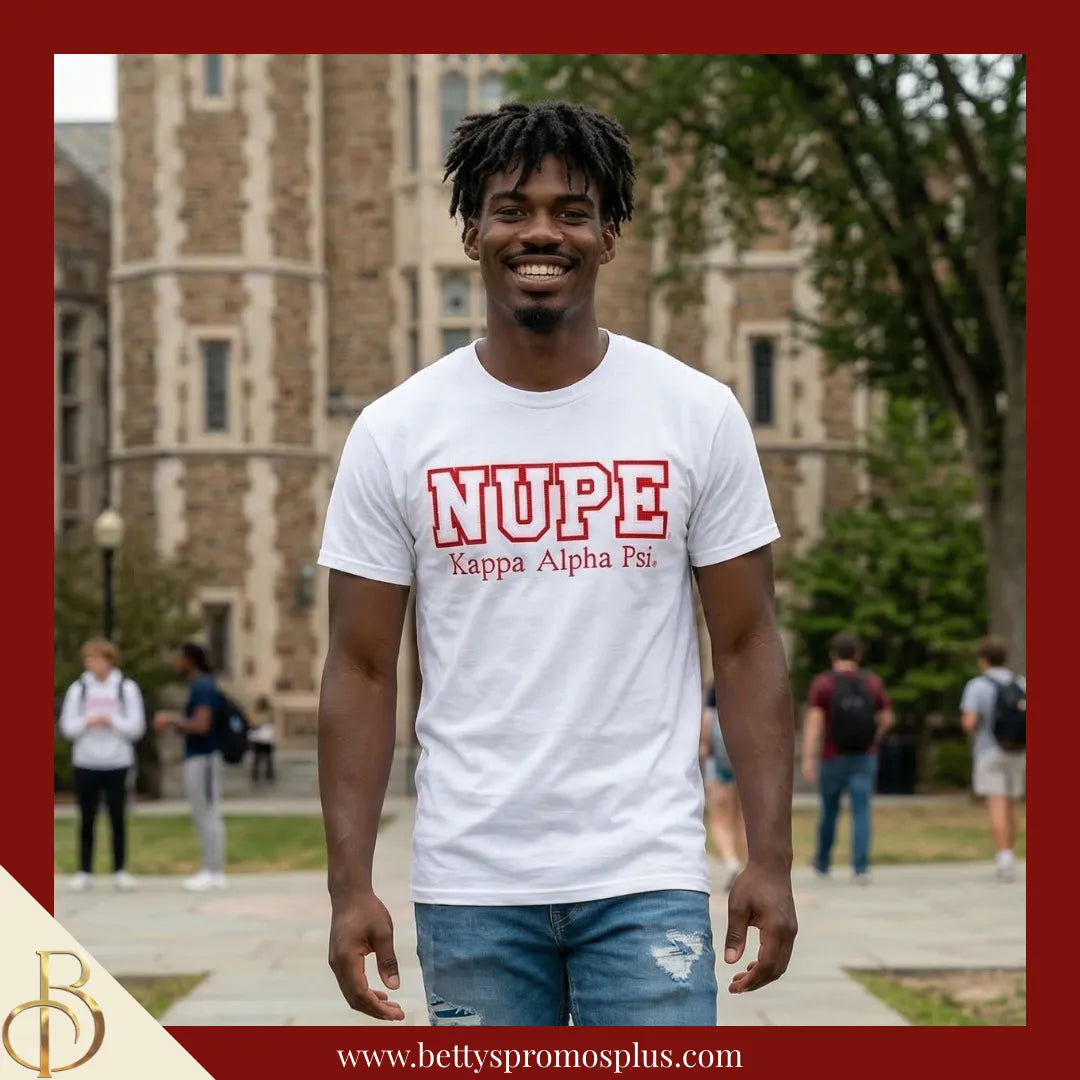Kappa Alpha Psi ΚΑΨ NUPE Double Stitched Appliqué Embroidered Line T-Shirt-Kappa Alpha Psi Paraphernalia-Kappa Alpha Psi T-Shirts-Betty's Promos Plus