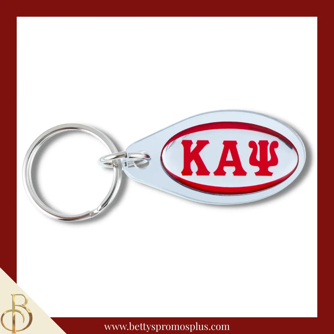 Kappa Alpha Psi ΚΑΨ Oval Acrylic Keychain-Silver-Kappa Alpha Psi Paraphernalia-Kappa Alpha Psi Keychain-Betty's Promos Plus