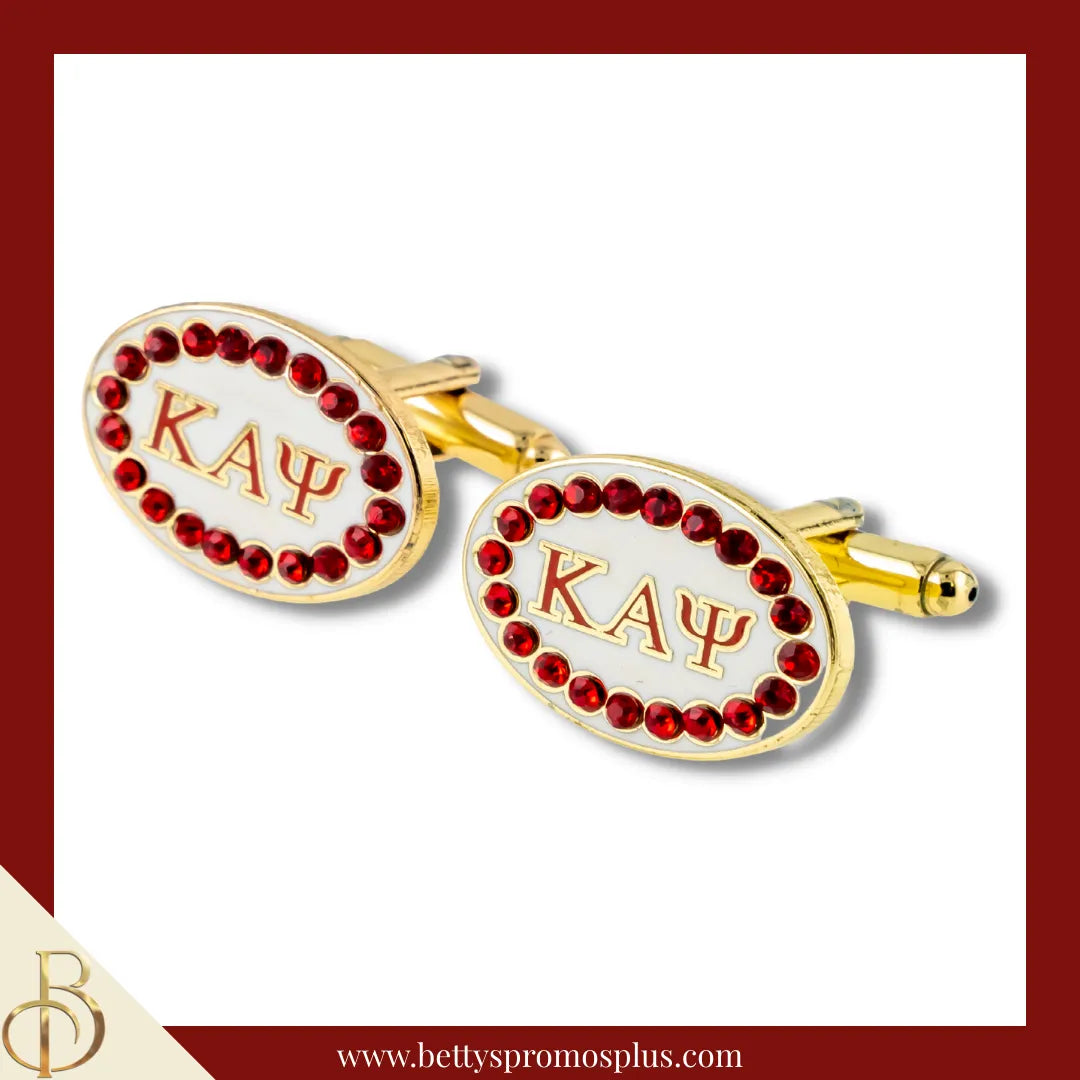 Kappa Alpha Psi KAΨ Oval Stone Cufflinks-Kappa Alpha Psi Paraphernalia-Kappa Alpha Psi Cuff Links-Betty's Promos Plus