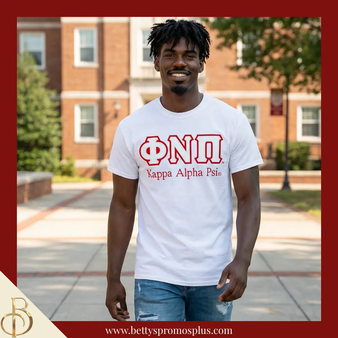 Kappa Alpha Psi ΚΑΨ ΦΝΠ Double Stitched Appliqué Embroidered Line T-Shirt-Kappa Alpha Psi Paraphernalia-Kappa Alpha Psi T-Shirts-Betty's Promos Plus