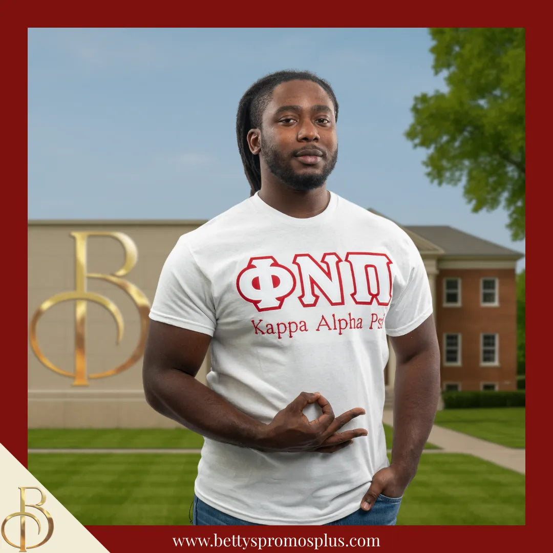 Kappa Alpha Psi ΚΑΨ ΦΝΠ Double Stitched Appliqué Embroidered Line T-Shirt-Kappa Alpha Psi Paraphernalia-Kappa Alpha Psi T-Shirts-Betty's Promos Plus