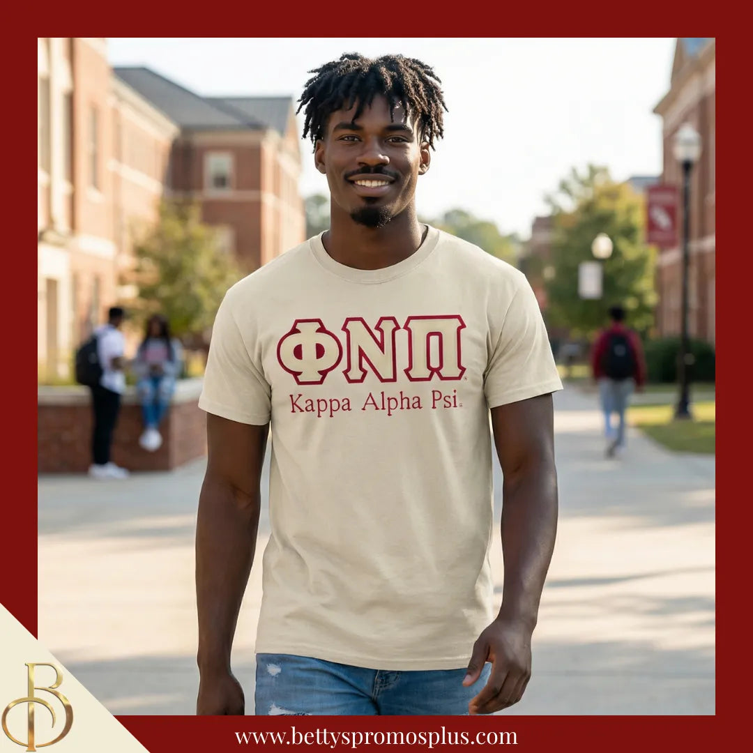 Kappa Alpha Psi ΚΑΨ ΦΝΠ Double Stitched Appliqué Embroidered Line T-Shirt-Kappa Alpha Psi Paraphernalia-Kappa Alpha Psi T-Shirts-Betty's Promos Plus