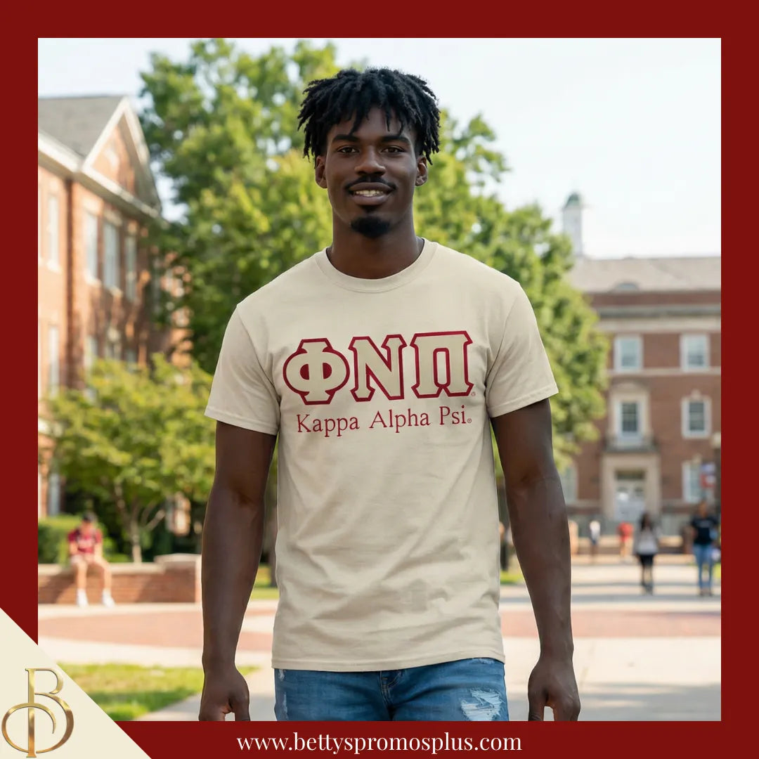 Kappa Alpha Psi ΚΑΨ ΦΝΠ Double Stitched Appliqué Embroidered Line T-Shirt-Kappa Alpha Psi Paraphernalia-Kappa Alpha Psi T-Shirts-Betty's Promos Plus