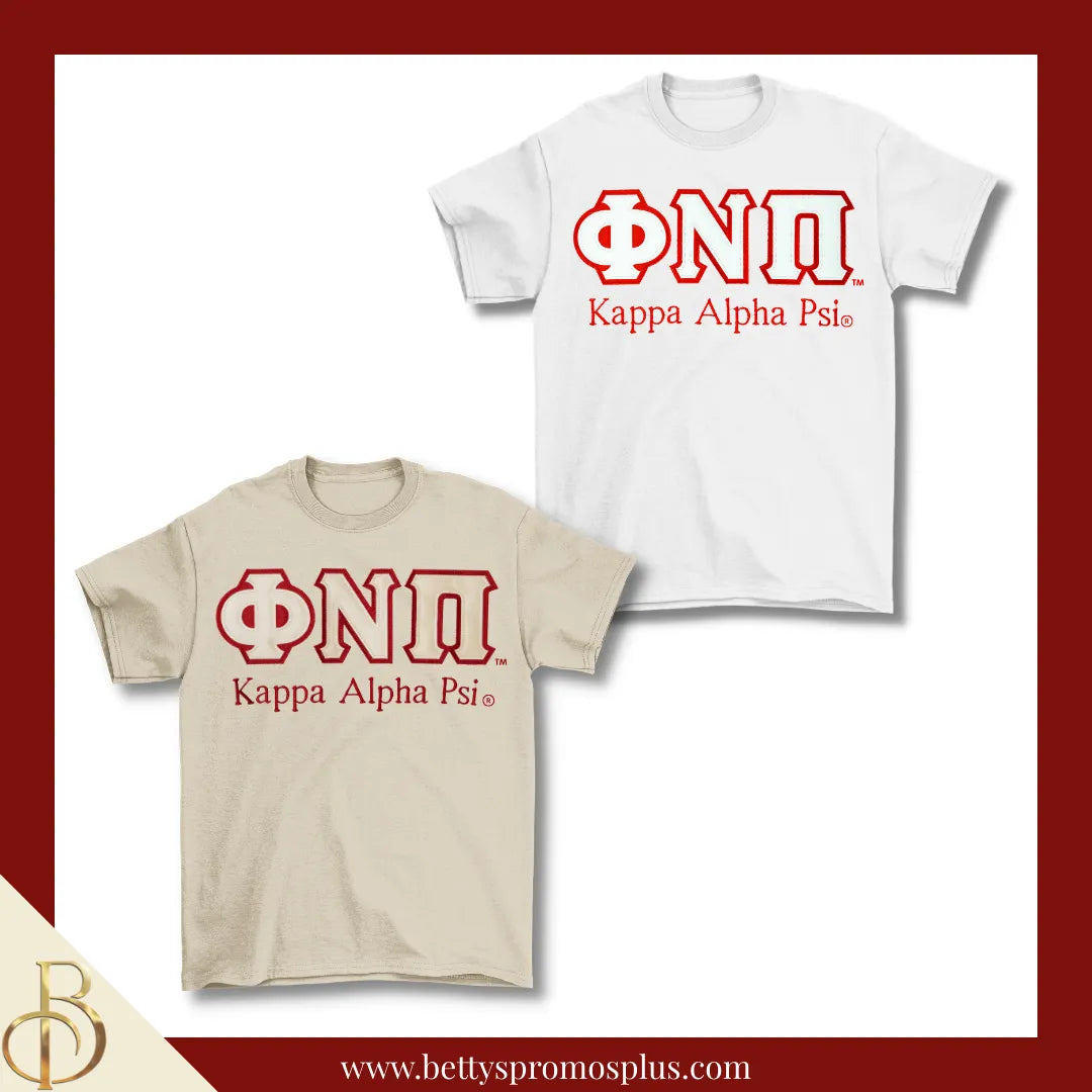 Kappa Alpha Psi ΚΑΨ ΦΝΠ Double Stitched Appliqué Embroidered Line T-Shirt-Kappa Alpha Psi Paraphernalia-Kappa Alpha Psi T-Shirts-Betty's Promos Plus