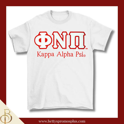 Kappa Alpha Psi ΚΑΨ ΦΝΠ Double Stitched Appliqué Embroidered Line T-Shirt-White-Small-Kappa Alpha Psi Paraphernalia-Kappa Alpha Psi T-Shirts-Betty's Promos Plus