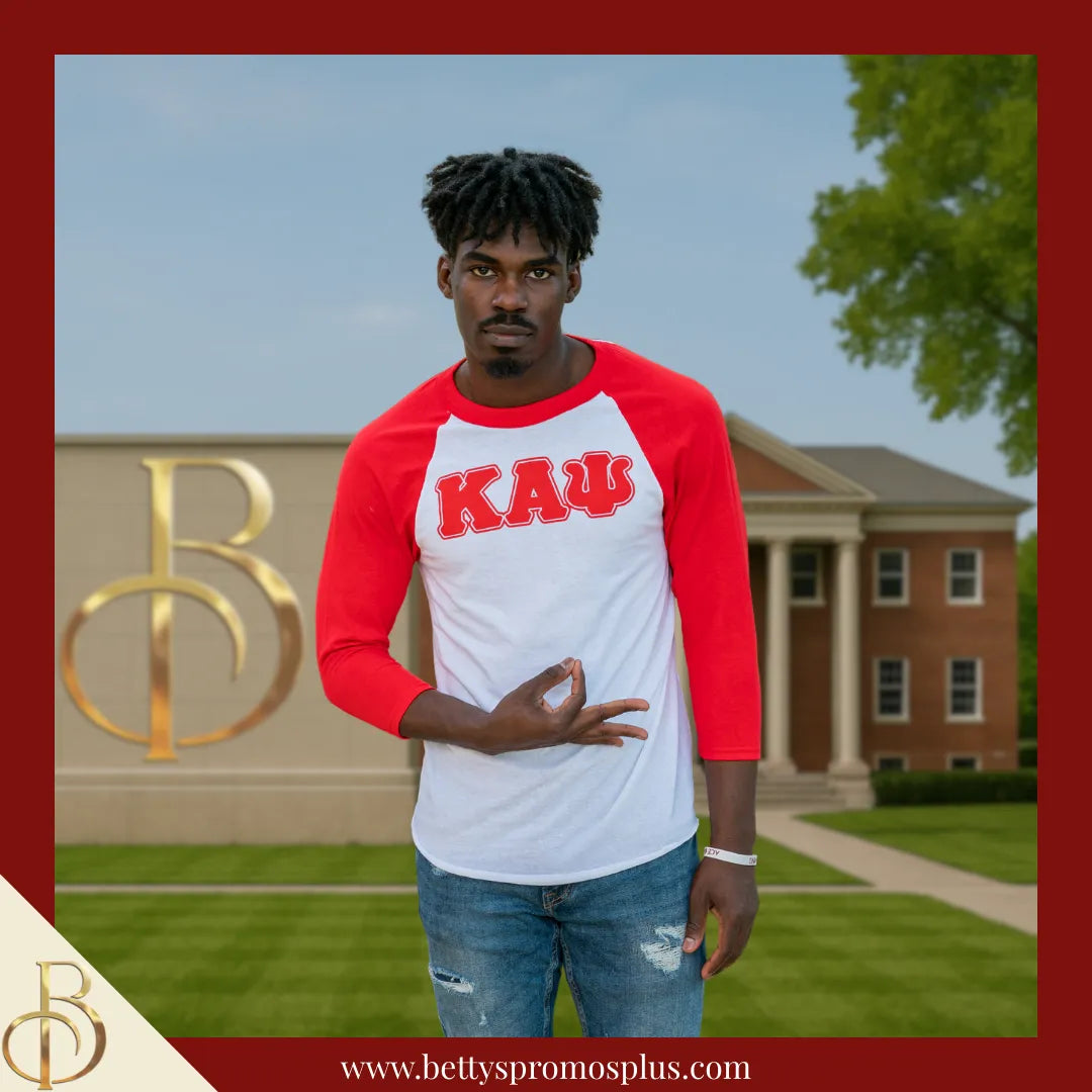 Kappa Alpha Psi ΚΑΨ Raglan Sleeve Screen Printed T-Shirt