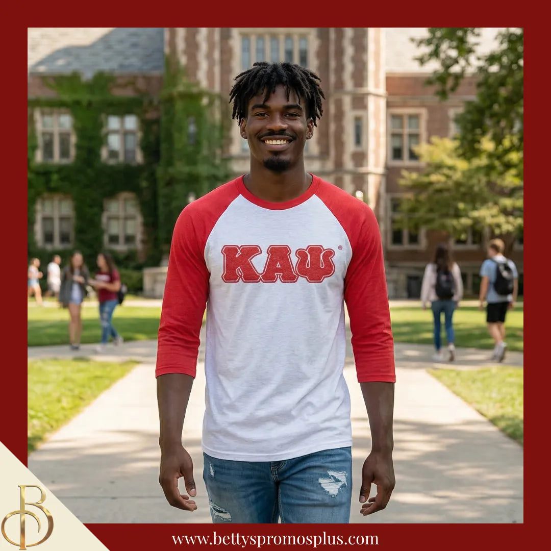 Kappa Alpha Psi ΚΑΨ Raglan Sleeve Screen Printed T-Shirt-Kappa Alpha Psi Paraphernalia-Kappa Alpha Psi T-Shirts-Betty's Promos Plus
