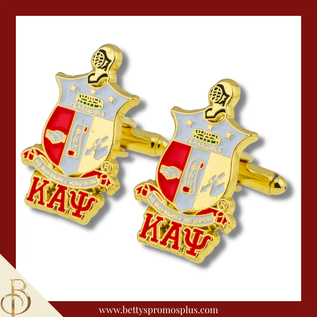 Kappa Alpha Psi ΚΑΨ Shield Cuff Links-Gold-Kappa Alpha Psi Paraphernalia-Kappa Alpha Psi Cuff Links-Betty's Promos Plus