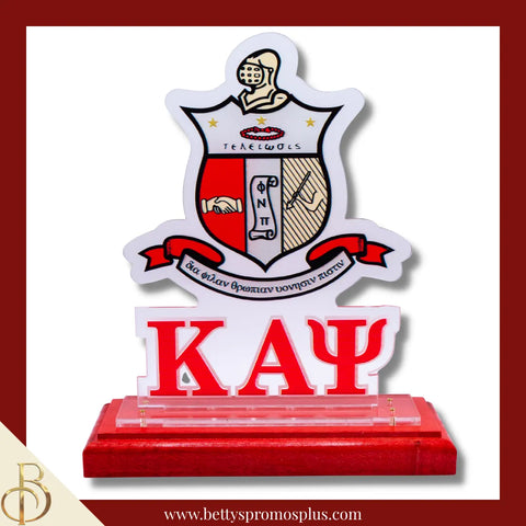 Kappa Alpha Psi ΚΑΨ Shield Desk Ornament Plaque-Red Base-Kappa Alpha Psi Paraphernalia-Kappa Alpha Psi Desk Ornament-Betty's Promos Plus