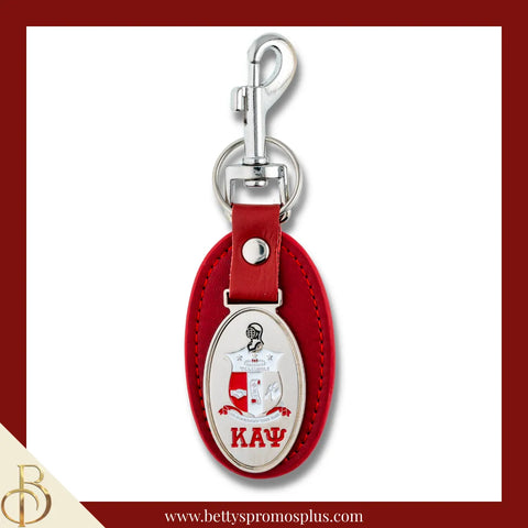 Kappa Alpha Psi ΚΑΨ Shield Leather Key Fob Keychain-Red-Kappa Alpha Psi Paraphernalia-Kappa Alpha Psi Keychain-Betty's Promos Plus