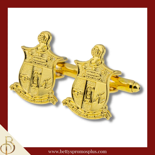 Kappa Alpha Psi KAΨ Shield Sandblasted Cuff Links-Gold-Kappa Alpha Psi Paraphernalia-Kappa Alpha Psi Cuff Links-Betty's Promos Plus