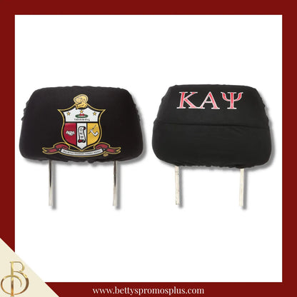Kappa Alpha Psi ΚΑΨ Shield with Greek Letters Car Seat Headrest Cover-Single Headrest-Black-Kappa Alpha Psi Paraphernalia-Kappa Alpha Psi Headrest Cover-Betty's Promos Plus