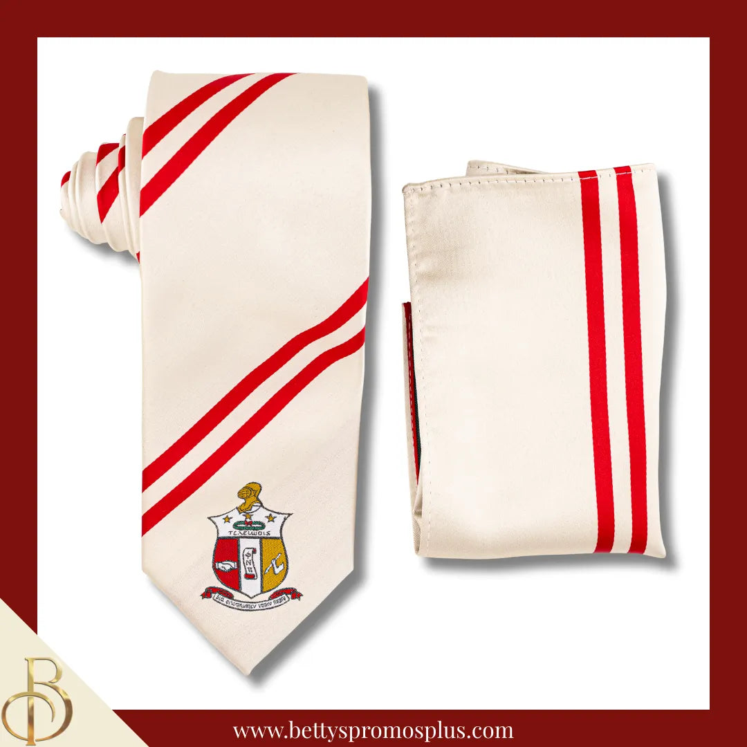 Kappa Alpha Psi ΚΑΨ Tie and Pocket Square Combo-Cream-Kappa Alpha Psi Paraphernalia-Kappa Alpha Psi Tie Set-Betty's Promos Plus