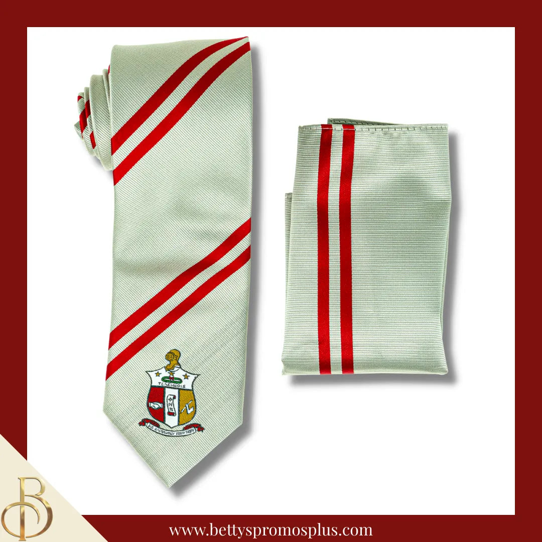 Kappa Alpha Psi ΚΑΨ Tie and Pocket Square Combo-Silver-Kappa Alpha Psi Paraphernalia-Kappa Alpha Psi Tie Set-Betty's Promos Plus