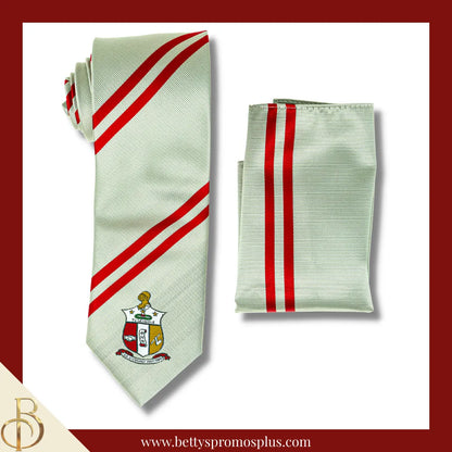Kappa Alpha Psi ΚΑΨ Tie and Pocket Square Combo-Silver-Kappa Alpha Psi Paraphernalia-Kappa Alpha Psi Tie Set-Betty's Promos Plus