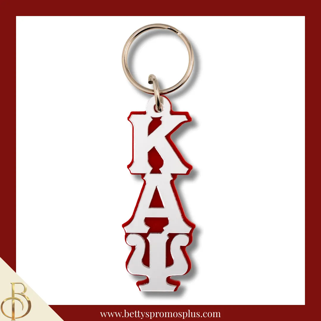 Kappa Alpha Psi ΚΑΨ Vertical Greek Letters Acrylic Keychain-Red Mirror-Large-Kappa Alpha Psi Paraphernalia-Kappa Alpha Psi Keychain-Betty's Promos Plus