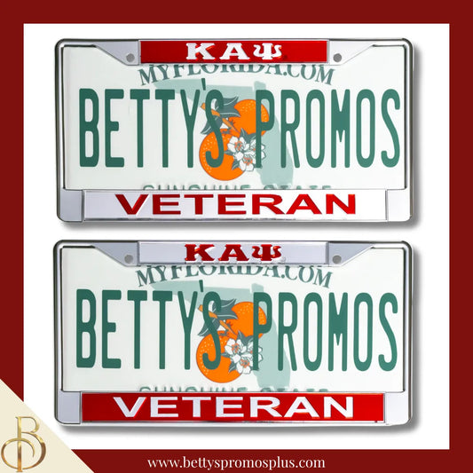 Kappa Alpha Psi ΚΑΨ Veteran Chrome Laser Engraved Mirrored Acrylic Auto Tag License Plate Frame-Kappa Alpha Psi Paraphernalia-Kappa Alpha Psi Auto Tag Frame-Betty's Promos Plus