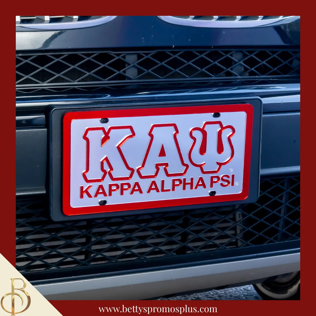 Kappa Alpha Psi ΚΑΨ with Kappa Alpha Psi Laser Engraved Mirrored Acrylic Auto Tag License Plate-Kappa Alpha Psi Paraphernalia-Kappa Alpha Psi Auto Tag-Betty's Promos Plus