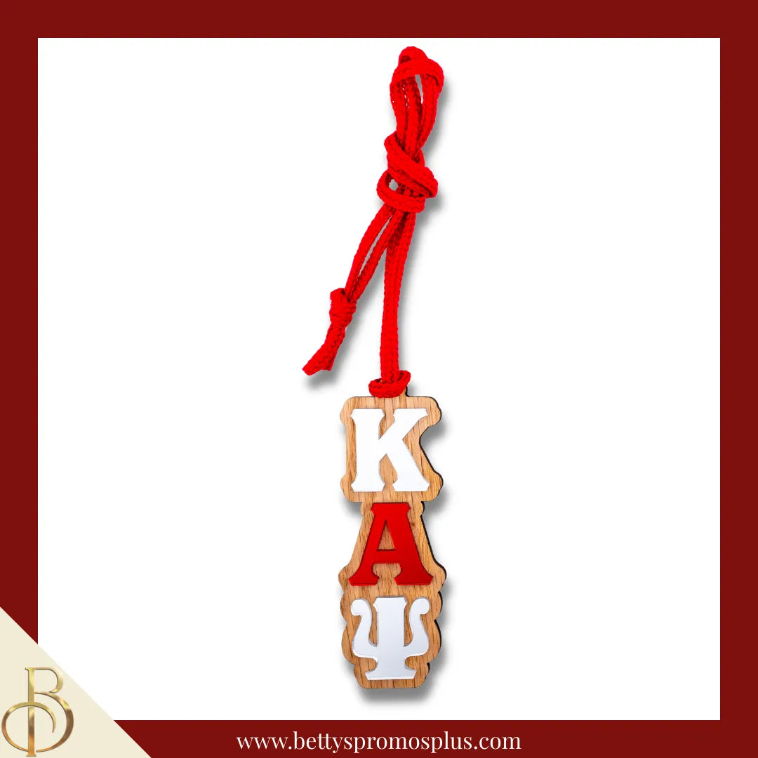 Kappa Alpha Psi ΚΑΨ Wood Tiki Necklace with Acrylic Greek Letters-Kappa Alpha Psi Paraphernalia-Kappa Alpha Psi Tiki Necklace-Betty's Promos Plus
