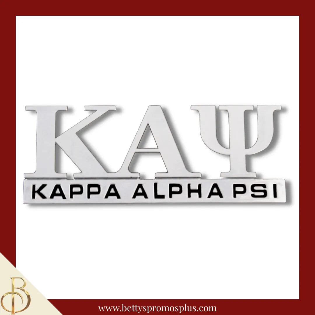 Kappa Alpha Psi Large ΚΑΨ Chrome Car Badge Auto Emblem Sticker Decal-Silver-Kappa Alpha Psi Paraphernalia-Kappa Alpha Psi Auto Decal-Betty's Promos Plus