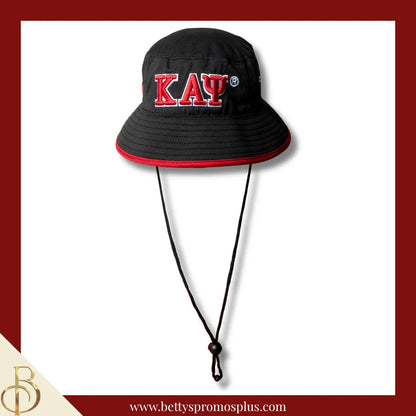 Kappa Alpha Psi Mesh Flex Fit ΚΑΨ Greek Letters Embroidered Bucket Hat with Drawstring-Black-Kappa Alpha Psi Paraphernalia-Kappa Alpha Psi Hats-Betty's Promos Plus
